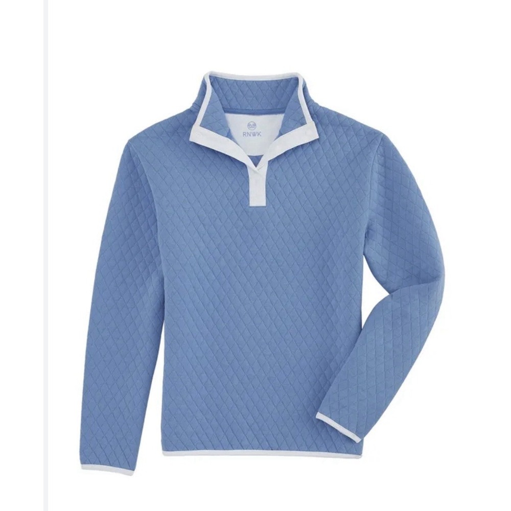 Renwick Snap Mock Neck Quilted Pullover Womens Small Blue Golf Sporty Athleisure
